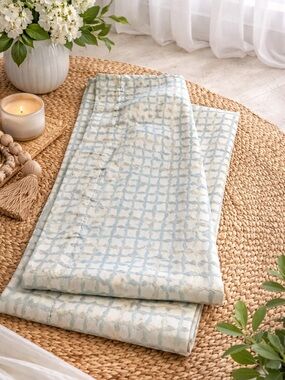Allen + Roth Curtains 52 x 82 Light Blocking Coastal Blue Tan Heavyweight